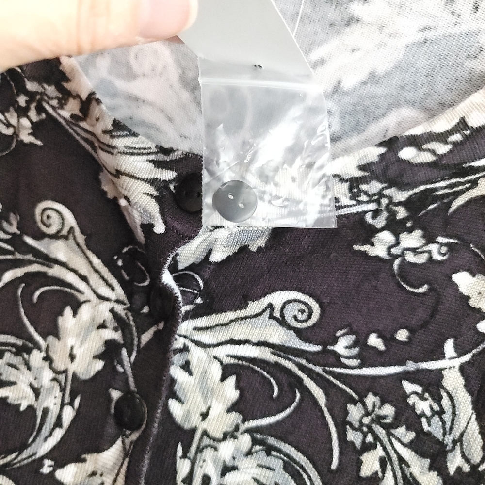 NWT Premise Black Multi Color Lightweight Button Cardigan Size 0X Plus… - Picture 5 of 9